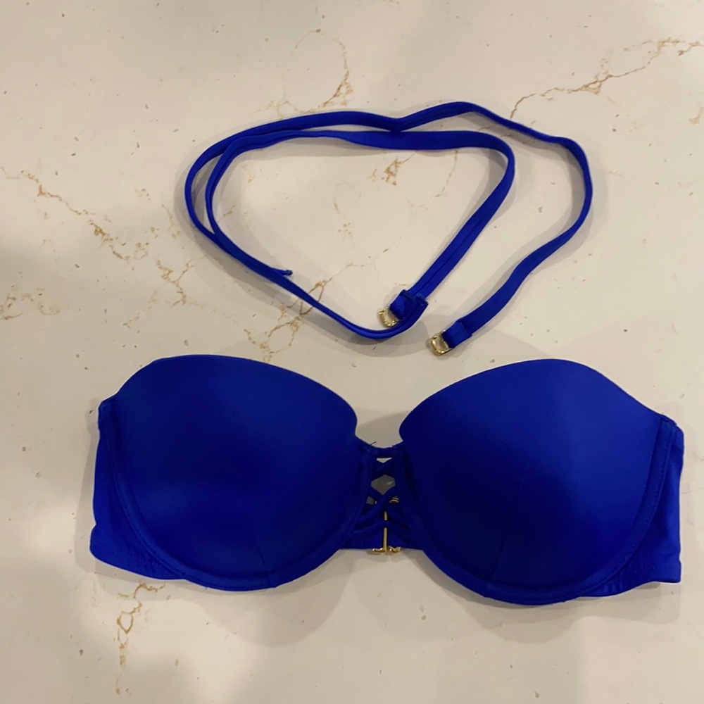 Victoria Secret Blue Adjustable Strap Bikini Top